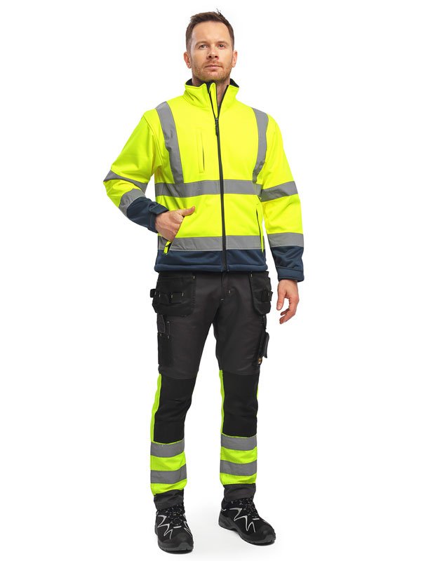 Izrasa™ SM-02 Softshell Kumaş Yüksek Görünüm Reflektörlü Kolları Çıkmalı Sarı Mont - Görsel 3
