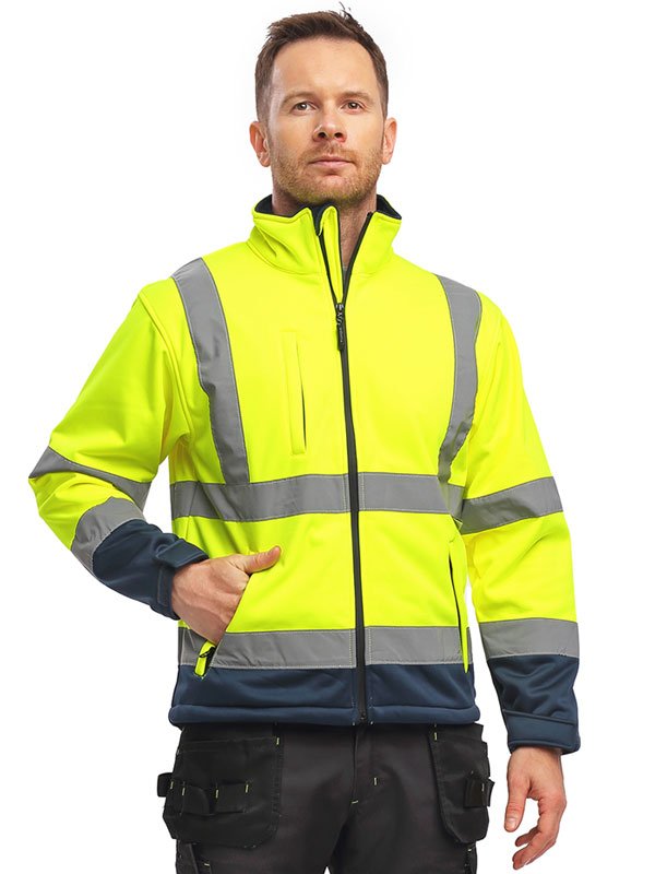 Izrasa™ SM-02 Softshell Kumaş Yüksek Görünüm Reflektörlü Kolları Çıkmalı Sarı Mont